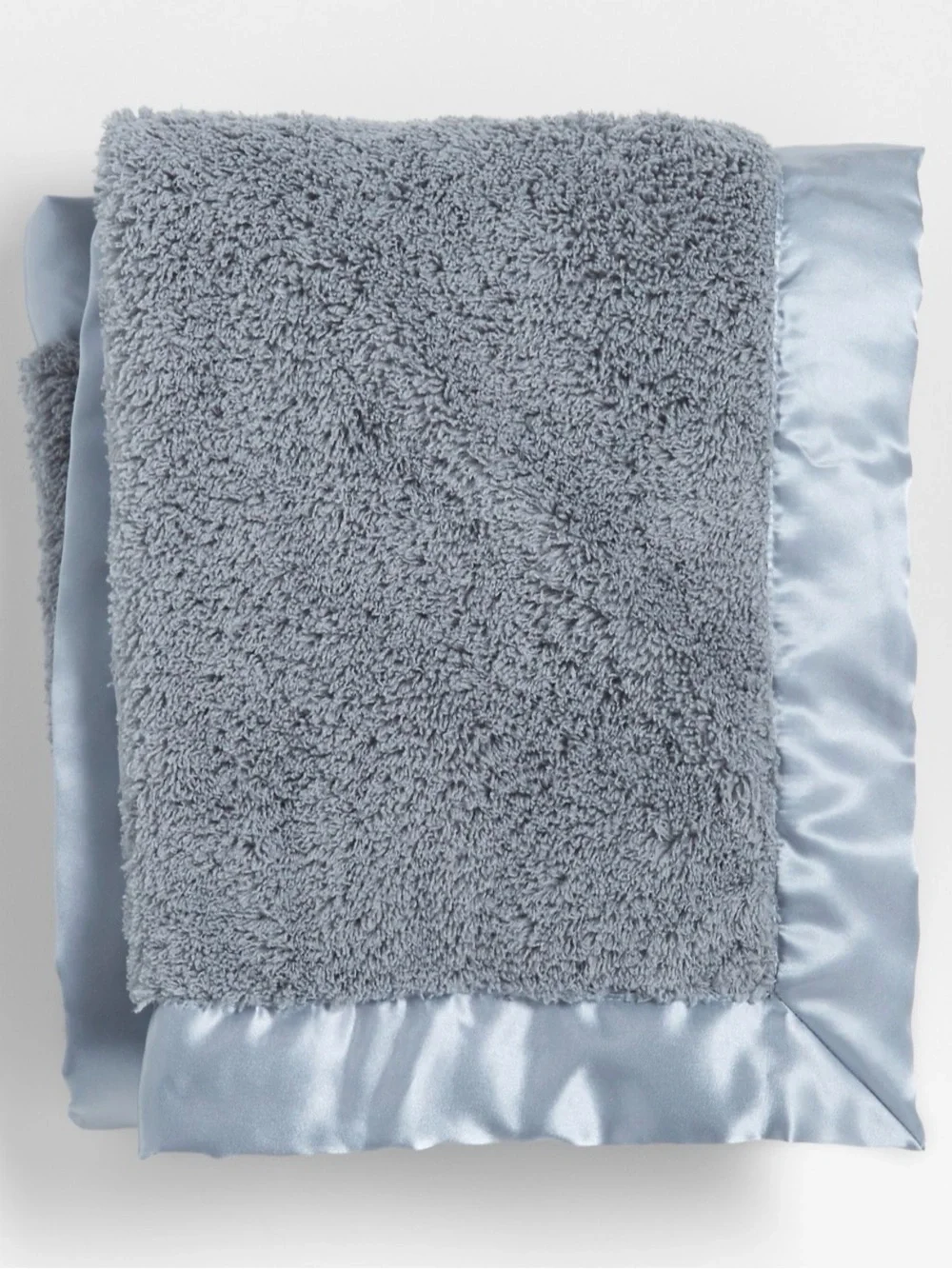 Brand new Crate & Kids Satin Trim Blue-Grey Plush Baby Stroller Blanket